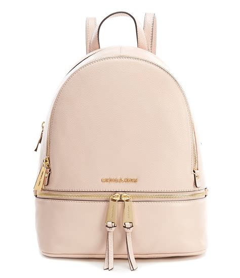 michael kors grey rhea zip medium pebble leather backpack 163050141302|Rhea Medium Logo and Pebbled Leather Backpack .